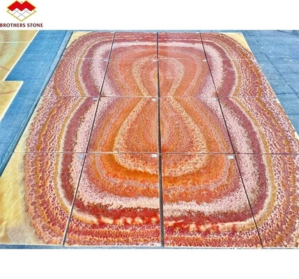 Hintergrundbeleuchtung Rot Onyx Marmor Stein Buch abgestimmt Schablone für transparentes Marmor Tischmuster