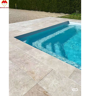 Moderner Design-Stil Natur Silber Travertin Stein Elfenbein Deckfliese für Poolboden