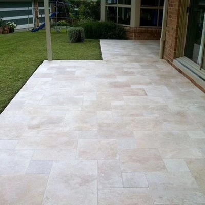 Moderner Design-Stil Natur Silber Travertin Stein Elfenbein Deckfliese für Poolboden