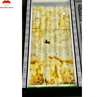 Innere Wohnung Wandverkleidung Dekor mit modernem Hintergrundlicht Onyx Marmor TV Hintergrund-Panel