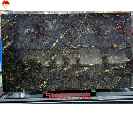 Luxus modern poliertes schwarzes Gold Venen Quarzit Stein Brasilien Natürliche Kosmische schwarze Granit Eitelkeit Küche Badezimmer Villen