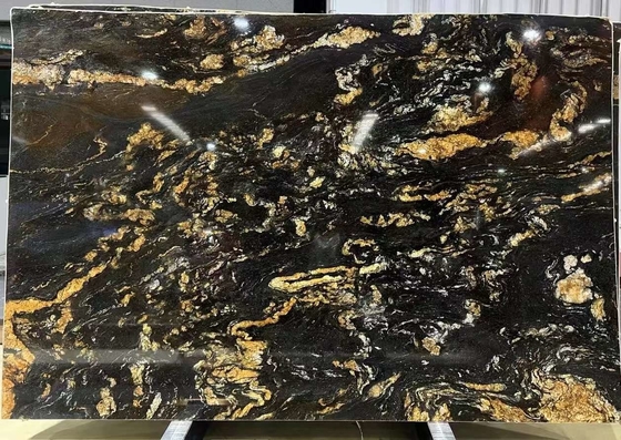 Luxus modern poliertes schwarzes Gold Venen Quarzit Stein Brasilien Natürliche Kosmische schwarze Granit Eitelkeit Küche Badezimmer Villen