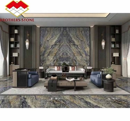 Modern Luxus Brasilien Hotel Küche Schreibtisch Dunkelblau Saphir Marmor Stein Große Platte