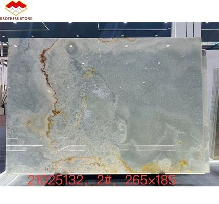 Gold und Blau Onyx Marmorstein für den Hotelboden Luxus Naturstein Jade Slab Design