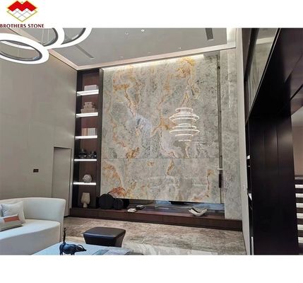 Gold und Blau Onyx Marmorstein für den Hotelboden Luxus Naturstein Jade Slab Design