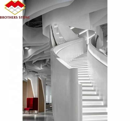 Gerade Treppe Innenraum Weißmarmor Treppe Maßgeschneidert Polster Naturmarmor Design