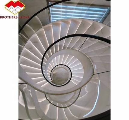 Gerade Treppe Innenraum Weißmarmor Treppe Maßgeschneidert Polster Naturmarmor Design
