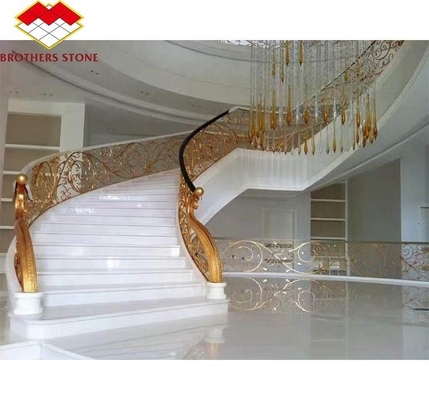 Gerade Treppe Innenraum Weißmarmor Treppe Maßgeschneidert Polster Naturmarmor Design