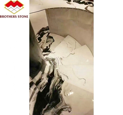 Moderne Panda Weißkalzit Marmor Treppe Stein Dekorative Marmor Treppe im Flur