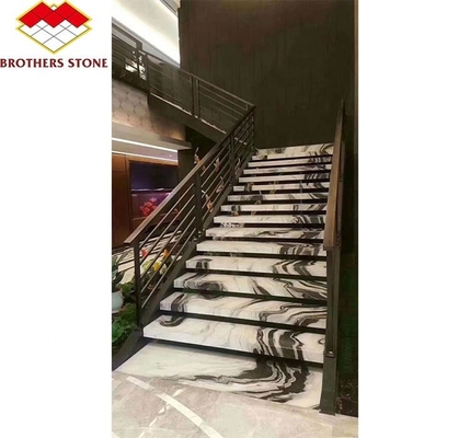 Moderne Panda Weißkalzit Marmor Treppe Stein Dekorative Marmor Treppe im Flur