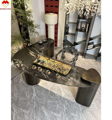 Komponente Lavabo Polierte Schwarze Quarzit Vanity Top für End Badezimmer Design in Brasilien