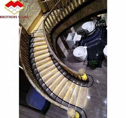 Natürlicher Stein Große Platte nach Maß geschliffene Steinplatte Moderne Marmortreppe für Innenvilla