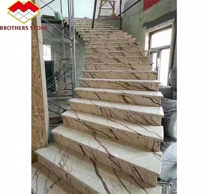 Natürlicher Stein Große Platte nach Maß geschliffene Steinplatte Moderne Marmortreppe für Innenvilla