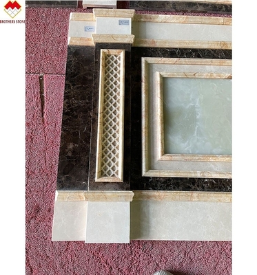 Villa Hintergrund Wandverkleidung Grüner Onyx und Beige Marmorstein in modernem Design