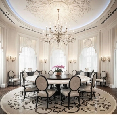 Luxusvilla im modernen Stil aus dem Mittleren Osten, beige Amber und weißer Marmor, Waschbecken Innenarchitektur