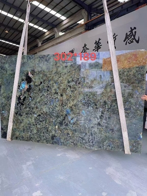 Große Platte polierte glänzende Labradorit Blaugranit Arbeitsplatte und Insel Tisch Design