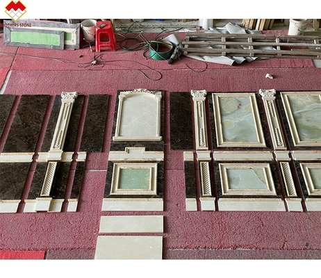 Polstercreme Beige Grün Onyx Marmor Wandverkleidung Modernes Design für Villa Hintergrund