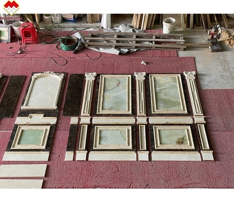 Polstercreme Beige Grün Onyx Marmor Wandverkleidung Modernes Design für Villa Hintergrund