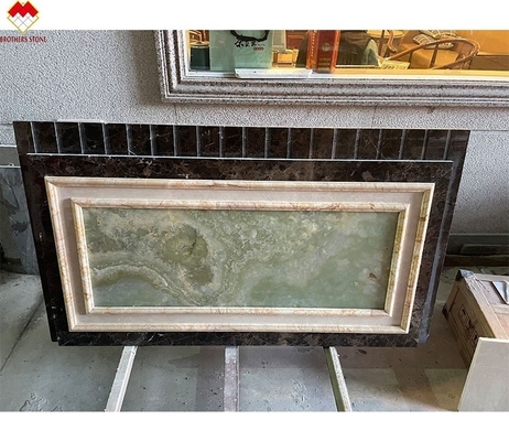 Polstercreme Beige Grün Onyx Marmor Wandverkleidung Modernes Design für Villa Hintergrund