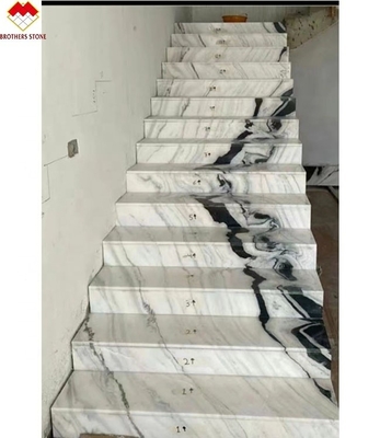 Villa Treppe Design Dolomit Marmor Treppenfliesen in Panda Weiß mit polierter Oberfläche