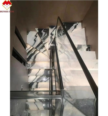 Villa Treppe Design Dolomit Marmor Treppenfliesen in Panda Weiß mit polierter Oberfläche