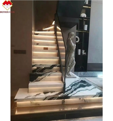 Villa Treppe Design Dolomit Marmor Treppenfliesen in Panda Weiß mit polierter Oberfläche