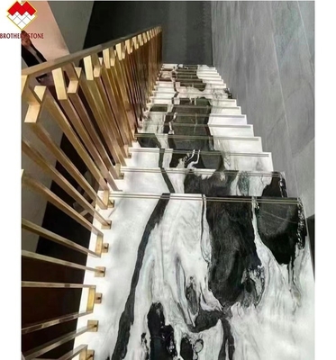 Villa Treppe Design Dolomit Marmor Treppenfliesen in Panda Weiß mit polierter Oberfläche