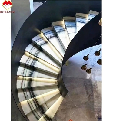 18 mm Dicke Große Platte Moderne Natur Panda Weiß Marmor Spiral Treppen Treppe