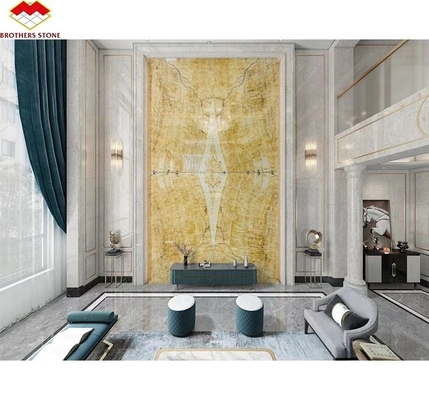 Moderne weiße Onyx-Marmor-Wand-Buchmatching-Slabs für die individuelle Naturstein-Dekoration