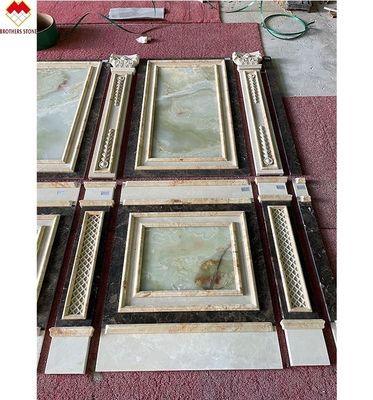 Große Platte Emperador Marmorwandplatte Design geschnitzte Säule für Creme Beige Marmorplatte