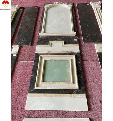 Große Platte Emperador Marmorwandplatte Design geschnitzte Säule für Creme Beige Marmorplatte