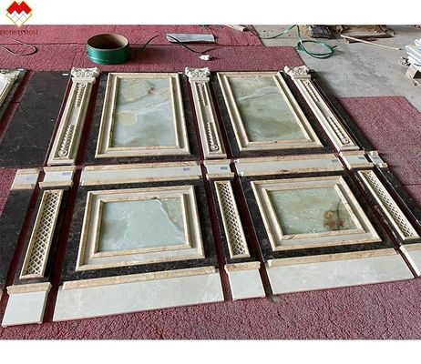 Große Platte Emperador Marmorwandplatte Design geschnitzte Säule für Creme Beige Marmorplatte