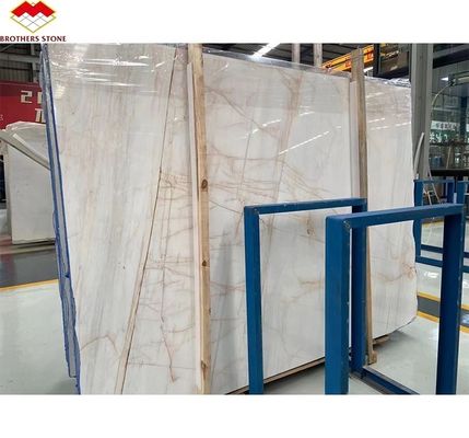 Custom White Onyx Marmor Matte Modern Luxus rundes Esstisch mit roten Adern