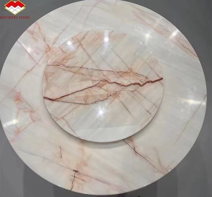 Custom White Onyx Marmor Matte Modern Luxus rundes Esstisch mit roten Adern