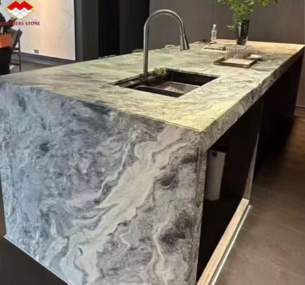 Moderne Tintenmalerei Marmor große Platte geschliffene graue Wandplatte und Küchenarbeitsplattenfliese