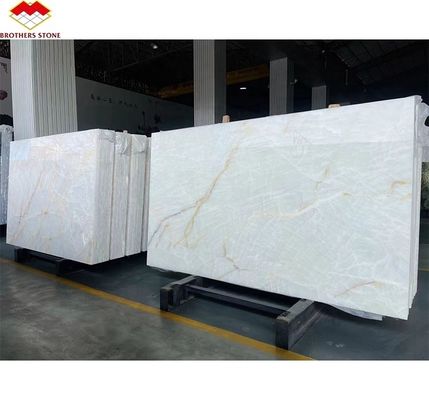 Durchsichtiger Kristallo-Schreibtisch Onyx-Marmor-Tisch im modernen Design für Luxusessen