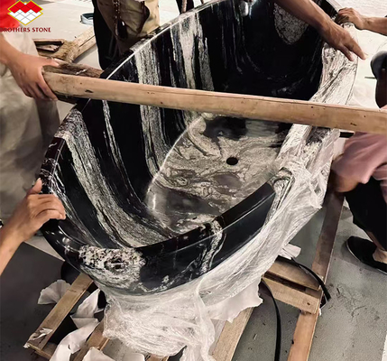 Hotelpolierte Schwarze Tinte Impression Marmor Naturstein Badewanne für das Haus Badezimmer