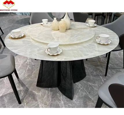 Durchsichtiger Kristallo-Schreibtisch Onyx-Marmor-Tisch im modernen Design für Luxusessen