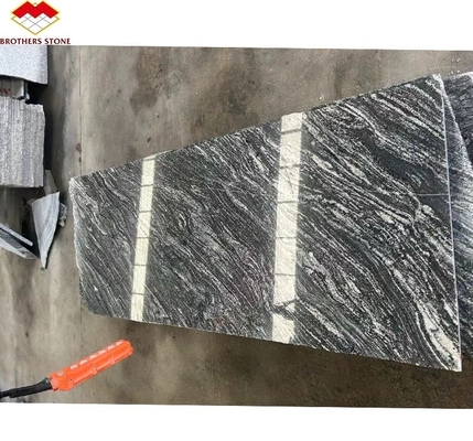 Modernes Hotel Matt Oberflächenveredelung Naturstein Dunkelgrauer Granit mit weißen Venen Treppe
