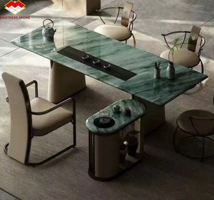 Polsterte Royal Green Quarzit Naturgrüne Gaya Marmor große Plattenfliesen für Hotel Fußboden &amp; Wanddekor für Kaffeetisch