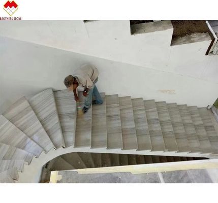 Weiße Holz aussehen Marmorfliesen Treppe Anti-Rutsch folgen Adern weiß graue Adern Marmorfliesen Treppe