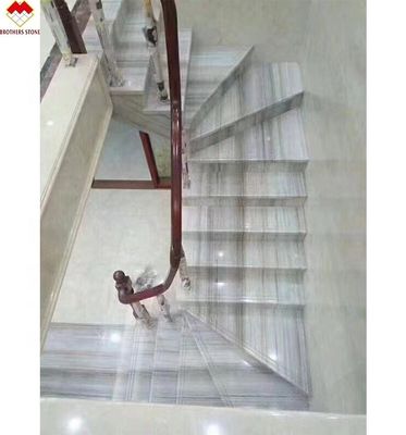 Weiße Holz aussehen Marmorfliesen Treppe Anti-Rutsch folgen Adern weiß graue Adern Marmorfliesen Treppe