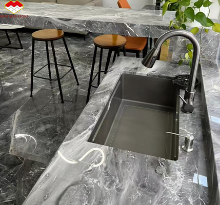 Moderne polierte Pradas Grau Marmor Küchentische für Villa Hotel Grafikdesign