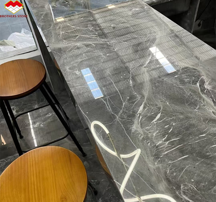 Moderne polierte Pradas Grau Marmor Küchentische für Villa Hotel Grafikdesign