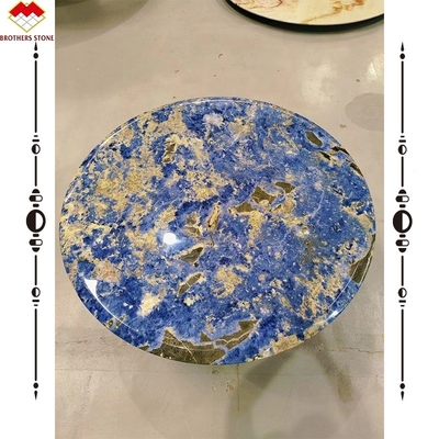 Moderne Kalzit-Marmor-Tisch-Esstisch mit durchscheinendem Bolivianisch-Blau-Stein-Becken