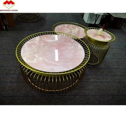 Natürliche Steinscheibe mit Hintergrundbeleuchtung Rosa Onyx Durchsichtigsteinscheibe für modernen Tisch und Batutub