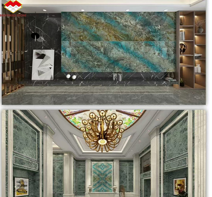 Modern Luxury Fantasy Brasilien Labradorit Blau Granit Esstisch Oberfläche Polierte blaue Marmorwandplatten für Hotel Grafikdesign