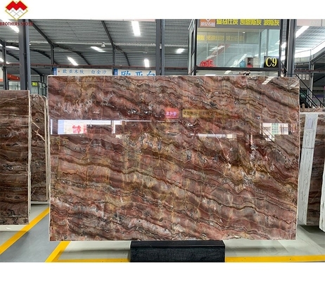 Buchmatch Durchsichtig Blut-Orange Rote Vene Onyx Marmorstein für Waschbecken Dekoration