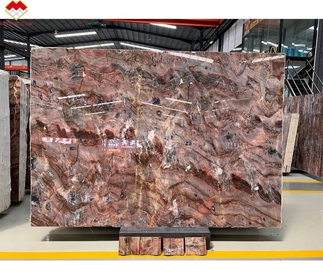 Buchmatch Durchsichtig Blut-Orange Rote Vene Onyx Marmorstein für Waschbecken Dekoration