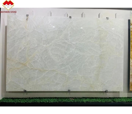 FOB Durchsichtiges Eis Spalt Weiß Onyx Marmor LED Hintergrundbeleuchtung Platte für Villa Hintergrundwand